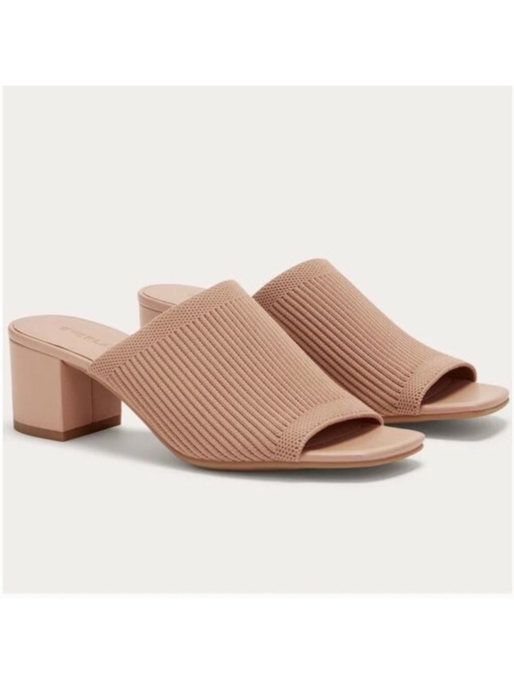 Everlane Glove Mules ReKnit Blush Tan Block Heel Sandals Minimalist Career 5.5
